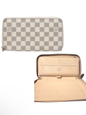 Louis Vuitton Damier Azur Large Zip Around Organizer Wallet White Blanc Travel
